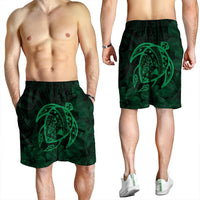Hawaiian Map Turtle Kanaka Hibiscus Polynesian Men's Shorts - Green - AH - Polynesian Pride