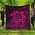 Hawaiian Map Turtle Kanaka Hibiscus Polynesian Premium Quilts - Pink - AH Black - Polynesian Pride