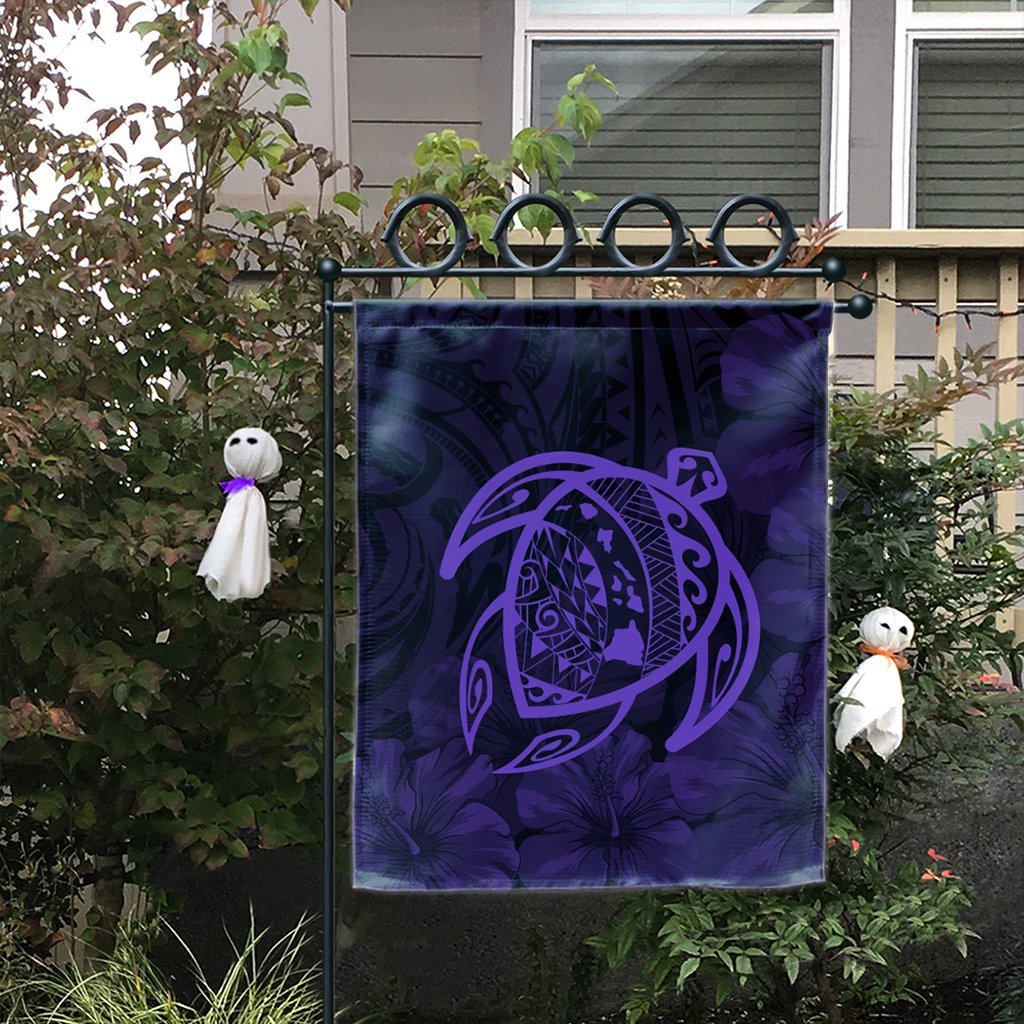 Hawaiian Map Turtle Kanaka Hibiscus Polynesian Flag - Purple - AH - Polynesian Pride