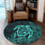 Hawaiian Map Turtle Kanaka Hibiscus Polynesian Round Carpet - Turquoise - AH - Polynesian Pride