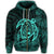 Hawaiian Map Turtle Kanaka Hibiscus Polynesian Zip Hoodie Turquoise - Polynesian Pride