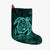 Hawaiian Map Turtle Kanaka Hibiscus Polynesian Christmas Stocking - Turquoise - AH Christmas Stocking 26 X 42 cm Black - Polynesian Pride