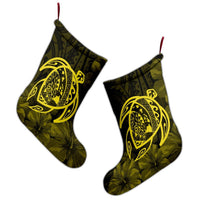 Hawaiian Map Turtle Kanaka Hibiscus Polynesian Christmas Stocking - Yellow - AH - Polynesian Pride