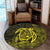 Hawaiian Map Turtle Kanaka Hibiscus Polynesian Round Carpet - Yellow - AH - Polynesian Pride