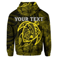 Custom Hawaiian Map Turtle Kanaka Hibiscus Polynesian Hoodie Yellow - Polynesian Pride