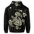Hawaiian Map Turtle Ohana Hibicus Polynesian Zip Hoodie Beige - Polynesian Pride