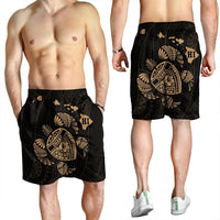 Hawaiian Map Turtle Ohana Hibicus Polynesian Men's Shorts - Gold - AH - Polynesian Pride