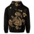 Hawaiian Map Turtle Ohana Hibicus Polynesian Zip Hoodie Gold - Polynesian Pride