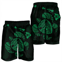 Hawaiian Map Turtle Ohana Hibicus Polynesian Men's Shorts - Green - AH - Polynesian Pride