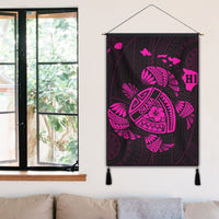 Hawaiian Map Turtle Ohana Hibicus Polynesian Hanging Poster - Pink - AH - Polynesian Pride