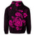 Hawaiian Map Turtle Ohana Hibicus Polynesian Zip Hoodie Pink - Polynesian Pride