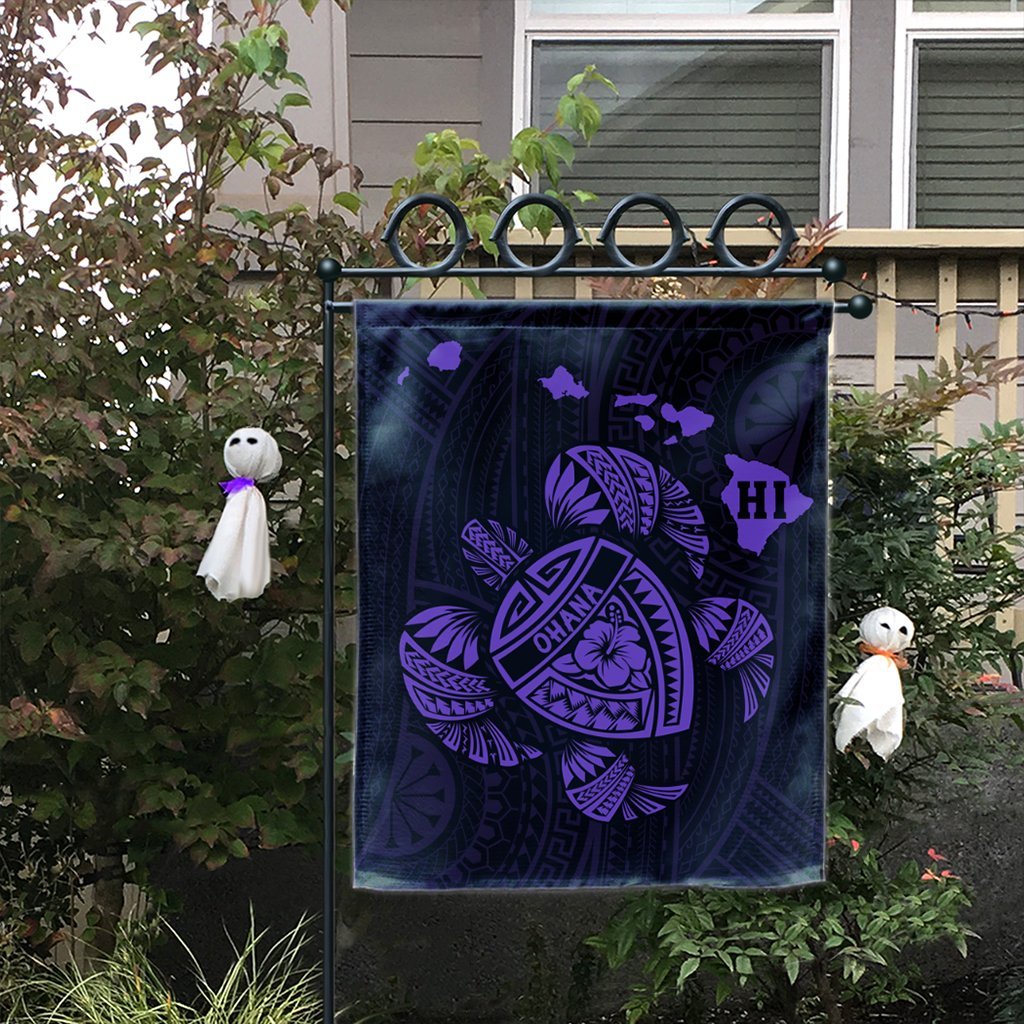 Hawaiian Map Turtle Ohana Hibicus Polynesian Flag - Purple - AH - Polynesian Pride