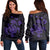 Hawaiian Map Turtle Ohana Hibicus Polynesian Women's Off Shoulder Sweater - Purple - AH Black - Polynesian Pride