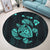 Hawaiian Map Turtle Ohana Hibicus Polynesian Round Carpet - Turquoise - AH - Polynesian Pride