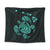 Hawaiian Map Turtle Ohana Hibicus Polynesian Tapestry - Turquoise - AH Wall Tapestry Black - Polynesian Pride