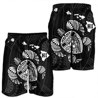 Hawaiian Map Turtle Ohana Hibicus Polynesian Men's Shorts - White - AH - Polynesian Pride