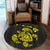 Hawaiian Map Turtle Ohana Hibicus Polynesian Round Carpet - Yellow - AH - Polynesian Pride