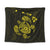 Hawaiian Map Turtle Ohana Hibicus Polynesian Tapestry - Yellow - AH Wall Tapestry Black - Polynesian Pride