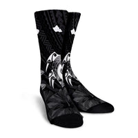 Hawaiian Map Turtle Plumeria Hibiscus Fish Hook Polynesian Crew Socks - AH - Polynesian Pride