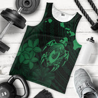 Hawaiian Map Turtle Plumeria Hibiscus Fish Hook Polynesian Tank Top Green - AH - Polynesian Pride