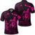 Hawaiian Map Turtle Plumeria Hibiscus Fish Hook Polynesian Polo Shirt Pink Unisex Black - Polynesian Pride