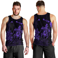 Hawaiian Map Turtle Plumeria Hibiscus Fish Hook Polynesian Tank Top Purple - AH - Polynesian Pride