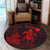 Hawaiian Map Turtle Plumeria Hibiscus Fish Hook Polynesian Round Carpet Red - AH - Polynesian Pride