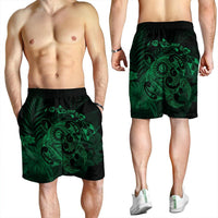 Hawaiian Map Turtle Tattoo Hibiscus Plumeria Polynesian Men's Shorts - Green - AH - Polynesian Pride