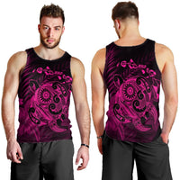 Hawaiian Map Turtle Tattoo Hibiscus Plumeria Polynesian Tank Top - Pink - AH - Polynesian Pride