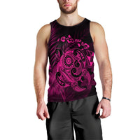Hawaiian Map Turtle Tattoo Hibiscus Plumeria Polynesian Tank Top - Pink - AH Black - Polynesian Pride