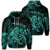 Hawaiian Map Turtle Tattoo Hibiscus Plumeria Polynesian Zip Hoodie Turquoise Unisex Art - Polynesian Pride