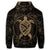 Hawaiian Map Turtle Wave Polynesian Zip Hoodie Gold - Polynesian Pride