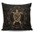 Hawaiian Map Turtle Wave Polynesian Pillow Covers Gold - AH Pillow Covers Black - Polynesian Pride