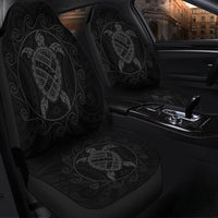 Hawaiian Map Turtle Wave Polynesian Car Seat Covers Gray - AH - Polynesian Pride