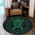 Hawaiian Map Turtle Wave Polynesian Round Carpet Green - AH - Polynesian Pride