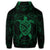 Hawaiian Map Turtle Wave Polynesian Zip Hoodie Green - Polynesian Pride