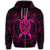 Hawaiian Map Turtle Wave Polynesian Zip Hoodie Pink - Polynesian Pride