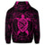 Hawaiian Map Turtle Wave Polynesian Zip Hoodie Pink - Polynesian Pride