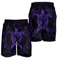 Hawaiian Map Turtle Wave Polynesian Men's Shorts Purple - AH - Polynesian Pride