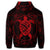 Hawaiian Map Turtle Wave Polynesian Zip Hoodie Red - Polynesian Pride