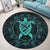 Hawaiian Map Turtle Wave Polynesian Round Carpet Turquoise - AH - Polynesian Pride