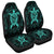 Hawaiian Map Turtle Wave Polynesian Car Seat Covers Turquoise - AH Universal Fit Black - Polynesian Pride