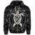 Hawaiian Map Turtle Wave Polynesian Zip Hoodie White - Polynesian Pride