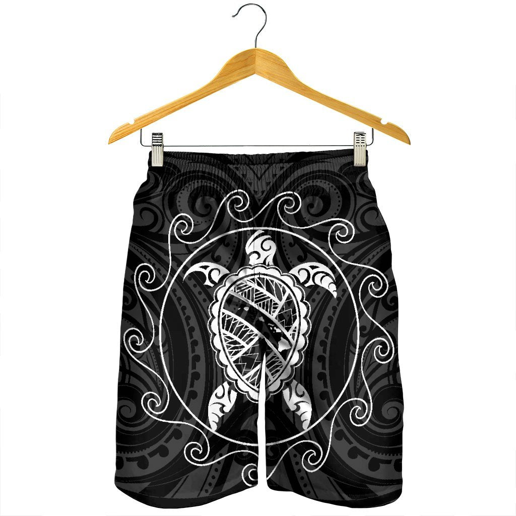Hawaiian Map Turtle Wave Polynesian Men's Shorts White - AH - Polynesian Pride