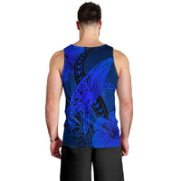 Hawaiian Map Whale Swim Hibiscus Polynesian Tank Top - Blue - AH - Polynesian Pride