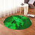 Hawaiian Map Whale Swim Hibiscus Polynesian Round Carpet - Green - AH - Polynesian Pride