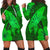 Hawaiian Map Whale Swim Hibiscus Polynesian Hoodie Dress - Green - AH Black - Polynesian Pride