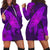 Hawaiian Map Whale Swim Hibiscus Polynesian Hoodie Dress - Purple - AH Black - Polynesian Pride