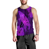 Hawaiian Map Whale Swim Hibiscus Polynesian Tank Top - Purple - AH Black - Polynesian Pride