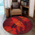 Hawaiian Map Whale Swim Hibiscus Polynesian Round Carpet - Red - AH - Polynesian Pride